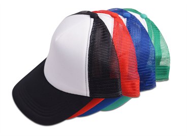 כובע רשת 5 פנלים בשילובי לבן עם סגר פלסטי