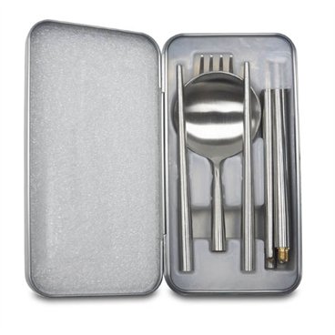 סט סכו''ם רב פעמי מתקפל מנירוסטה איכותית