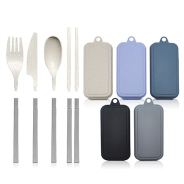 סט סכו''ם רב פעמי מתקפל  עשוי מסיבי קש חיטה