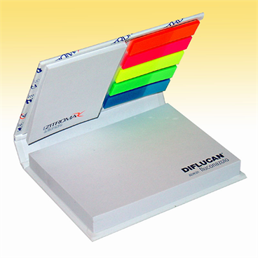 Double-pad, combined Metotack with hard cover and fluo adhesive page markers
