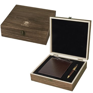 מארז מתנה מעץ עבור בלוק נייר ועט מבית המותג גבעוני