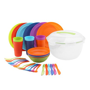 סט פיקניק מושלם ערכת כלי אוכל רב פעמית ל-6 אנשים