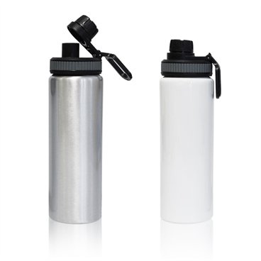 בקבוק שתיה עשוי אלומיניום  עם פיה בעלת מכסה היגייני