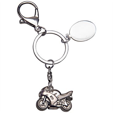 מחזיק מפתחות מתכת מבריק אופנוע +לוחית