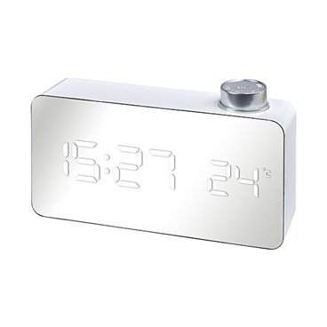 שעון דיגיטלי שולחני לבן עם ספרות לד