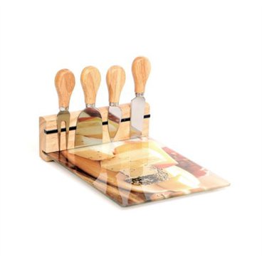 סט גבינות משולב עץ עם זכוכית