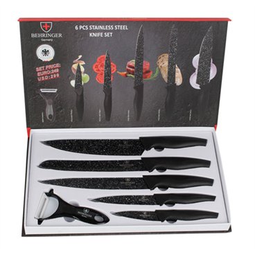 מארז מהודר של 5 סכינים וקולפן