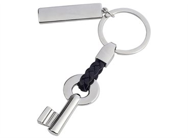 מחזיק מפתחות "המפתח" עם לולאת עור שחורה + לוחית