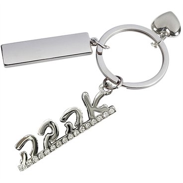 מחזיק מפתחות "אהבה" משובץ + לב + לוחית מלבנית