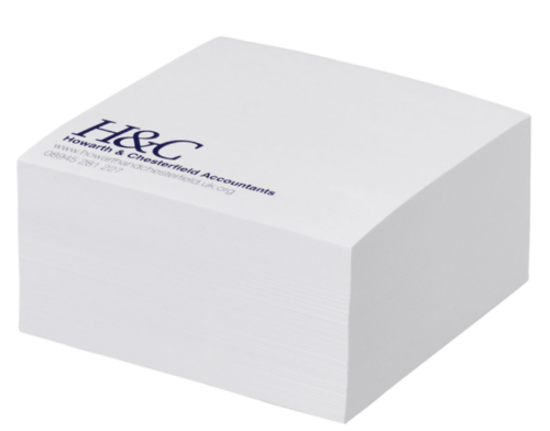 קוביית  נייר, עם דפים ממותגים