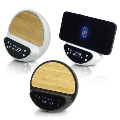  מטען אלחוטי 10W רב שימושי משובל עם שעון דיגיטלי מעורר ומעמד לנייד