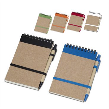 פנקס ספירלה עם עט מקרטון ממוחזר