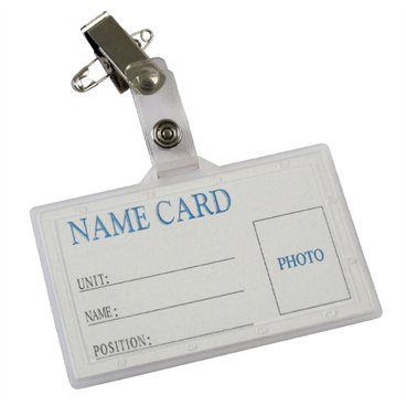 תג עובד שקוף קשיח עם תפסן תנין מתכתי