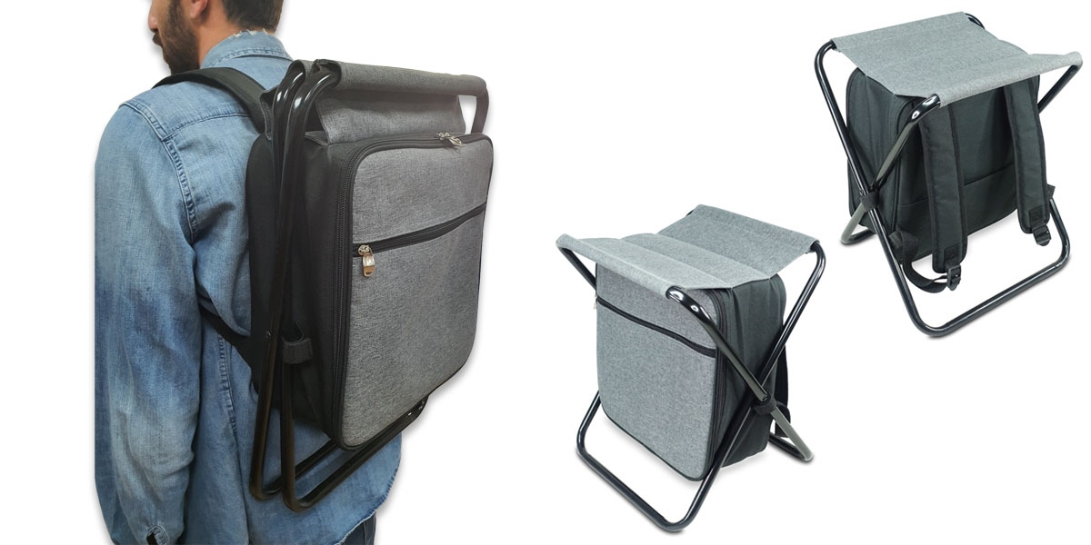 כיסא מתקפל בשילוב תיק גב צידנית שומרת קור/חום