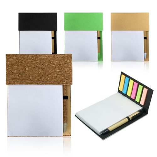 בלוק ממו שולחני עם דבקיות ועט כדורי אקולוגי