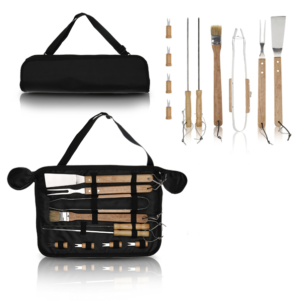 סט מנגל יוקרתי 10 חלקים בתיק נשיאה מתקפל בצבע שחור