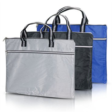 תיק מסמכים עשוי פוליאסטר עם שני תאים נפרדים בסגירת ריץ רץ וידית אחיזה