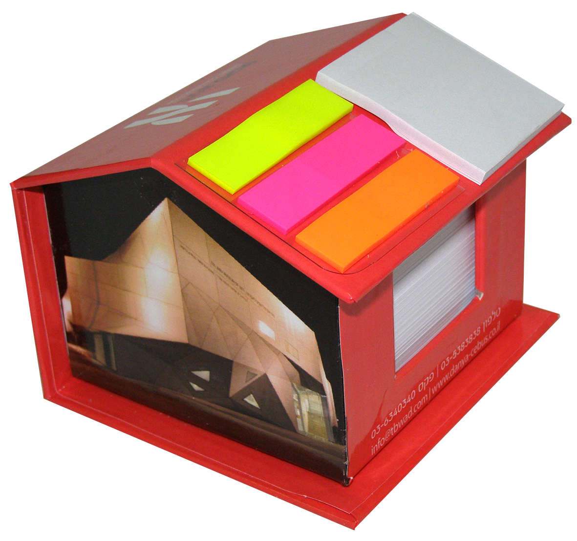 קופסת ממו בצורת בית עם ממו סטיק