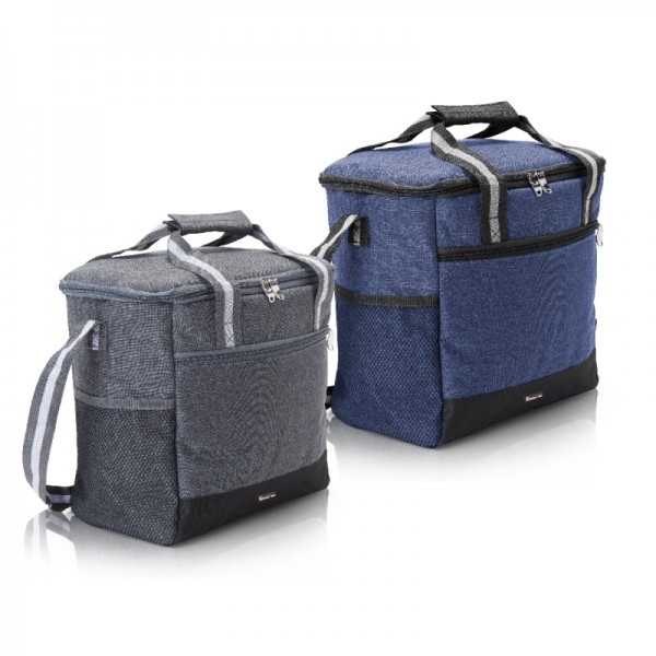 צידנית משפחתית מעוצבת עשויה בד מלאנז' 2 תאים, רשתות צד