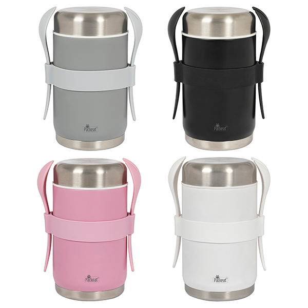 מיכל תרמי נירוסטה חם/קר לאוכל ולל מזלג וכף