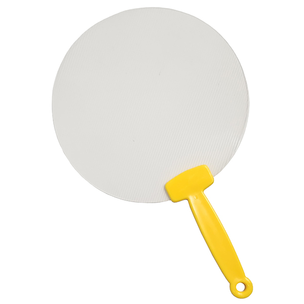 נף-נף מניפת יד עגולה שקופה בקוטר 17 ס"מ ידית צהובה