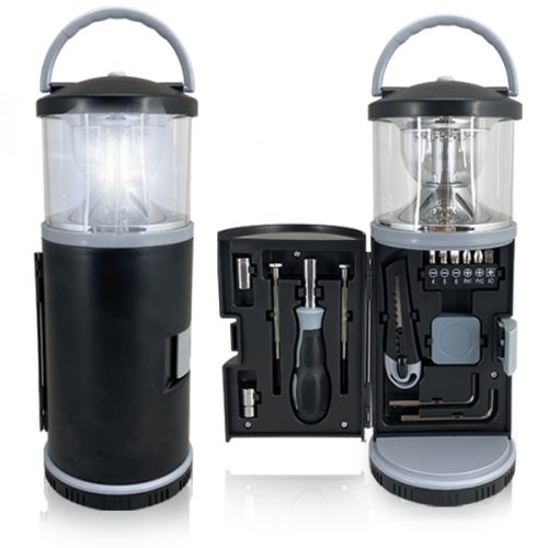 פנס עששית רב מצבים  עם סט כלי עבודה 19 חלקים