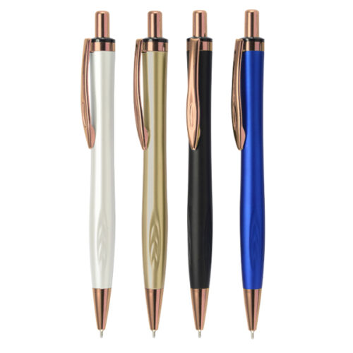 עט חוד מחט , פלסטיק גימור מטאלי , קליפס מוזהב 