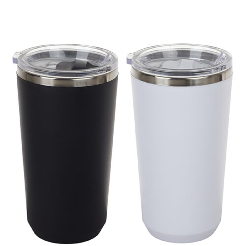 ספל תרמי נירוסטה חם / קר 500 מ"ל ציפוי פלסטי חיצוני עם מכסה אקרילי שקוף