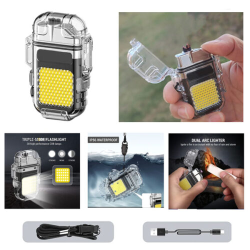  פנס קוב משולב עם מצית אלקטרונית מיני רב שימושי עוצמתי