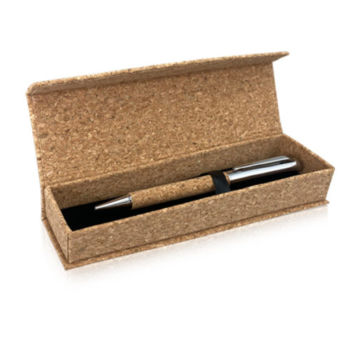 עט מתכת יוקרתי מתכת בשילוב שעם ,בקופסת שעם טבעי 