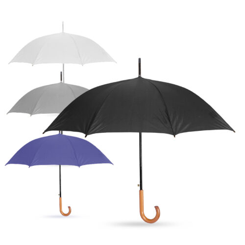 מטריה עם מוט מתכת, ידית עץ 23 אינץ פתיחה אוטומטית