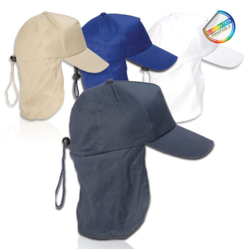 כובע 5 פאנל עם הגנה לעורף, 100% כותנה