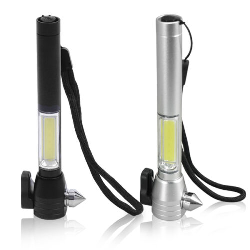 פנס COB עוצמתי  משולב עם מנפץ שמשות וחותך חגורה למצבי חירום וחילוץ