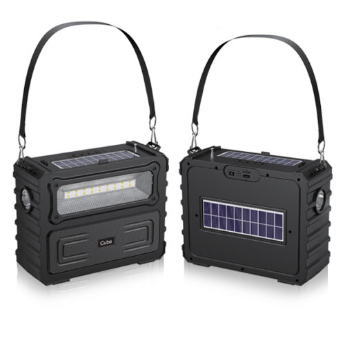 רמקול בלוטוס סולרי    משולב עם 2 פנסי שטח כולל רדיו מובנה, ניגון מ- USB , TF CARD  