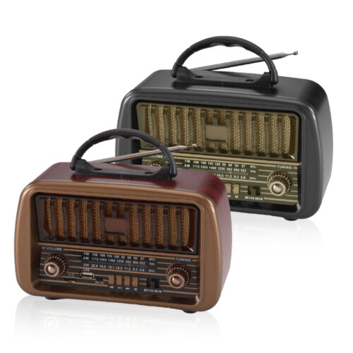 רדיו שולחני AM-FM בעיצוב וינטג' עם רמקול בטכנולוגיית בלוטוס'