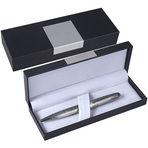 קופסא שחורה מהודרת לעט/זוג עם לוחית אלומניום