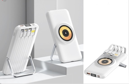 פאוור בנק סוללת גיבוי 10,000mAh משולב עם מטען אלחוטי 15w