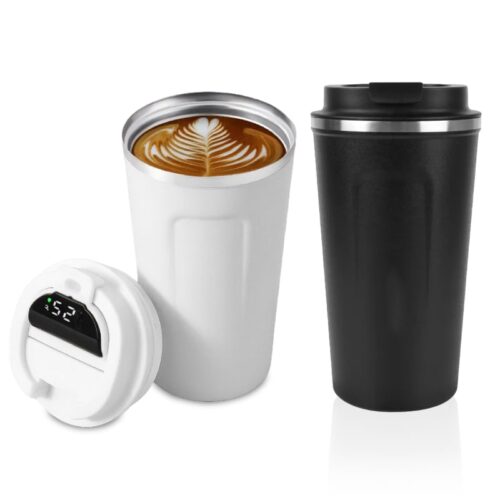 כוס תרמית חכמה עם מסך מגע המראה את טמפרטורת המים בבקבוק מבית SWISS