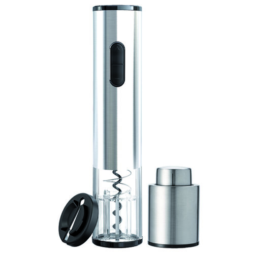 סט פותחן חשמלי נירוסטה ומשאבת וואקום לבקבוקי יין