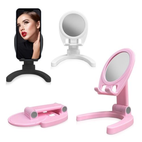  מעמד סמארטפון שולחני נייד ומתקפל בשילוב מראה 