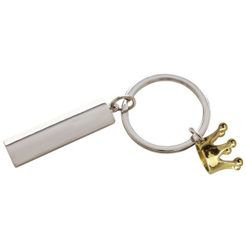 מחזיק מפתחות מתכתי "כתר" עם לוחית מלבנית למיתוג