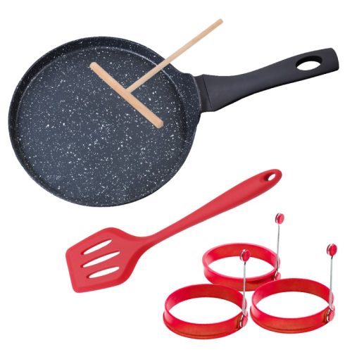 סט פנקייק מושלם הכולל מחבת איכותי 24 ס"מ יציקה DIE CASTTSAC עם ציפוי NONSTICK מבית ILAG