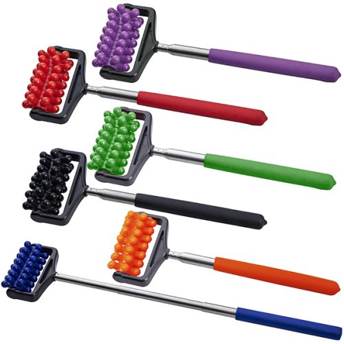 מכשיר מסג' עיסוי גב ידני עם גלגלת וזרוע טלסקופית