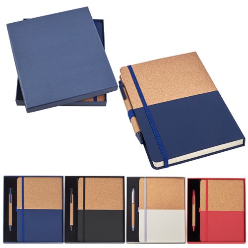 סט מחברת עסקים ממותגת ,A5 מקום לעט בכריכה פתיחה עברית / אנגלית במארז מתנה