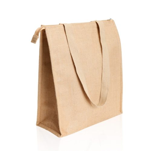 צידנית משפחתית במראה טבעי עשויה בד יוטה בשילוב צידנית פנימית