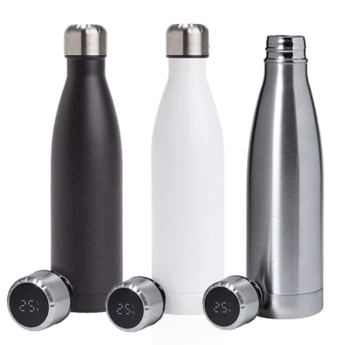 בקבוק תרמי חכם עשוי נירוסטה מסך מגע המראה את טמפרטורת המים