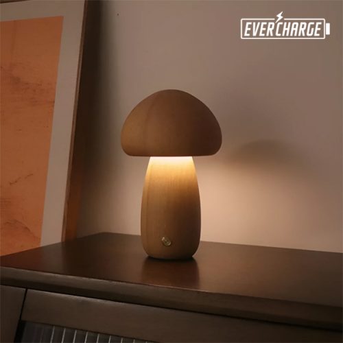 מנורה מעוצבת עשויה עץ  בצורת פטריה עם אור חם 