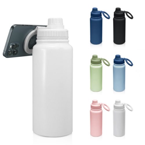  בקבוק נירוסטה תרמי מעוצב וייחודי השומר חום/קור עם ידית נשיאה מגנטית להצמדה לסמארטפון