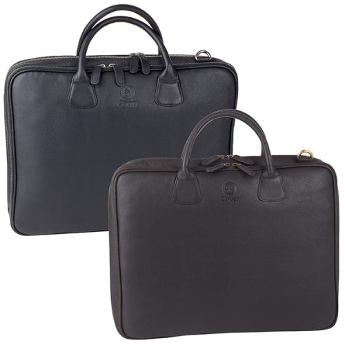 תיק עסקים עור איכותי למחשב נייד עד 17.3 אינץ', תא מרכזי כפול מבית המותג גבעוני