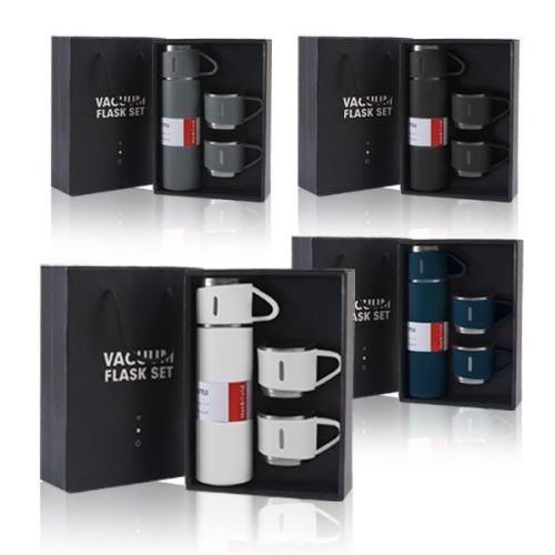  סט תרמוס 0.5 ליטר מהודר עם 3 כוסות תואמות באריזת מתנה